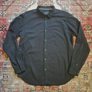 Mens Globe Shirt | Textured Flannel Casual Shirt (Size Large)